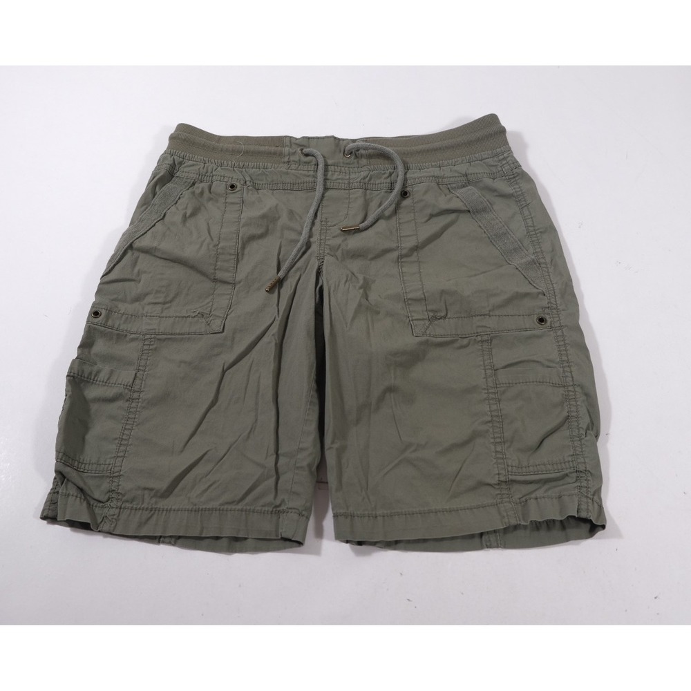 Natural Reflections Cargo Shorts Women 10 Green Pull On Drawstring Utility